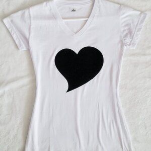 White T-Shirt - Black Heart